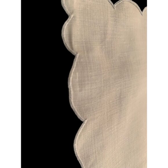 6 Ivory/Taupe Hand Embroidered MADEIRA Cutwork Linen Napkins NOS w Stickers - Picture 5 of 10